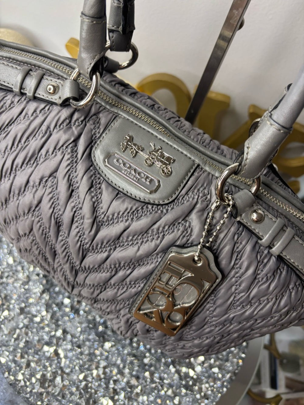 Coach 2011 Madison 70th Anniversary Quilted Chevron Nylon Satchel EUC - Picture 3 of 16